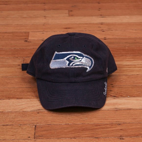 Seattle Seahawks 47 Brand Dark Blue Women's Hat with Embroidered Sequin Logo - Picture 1 of 9